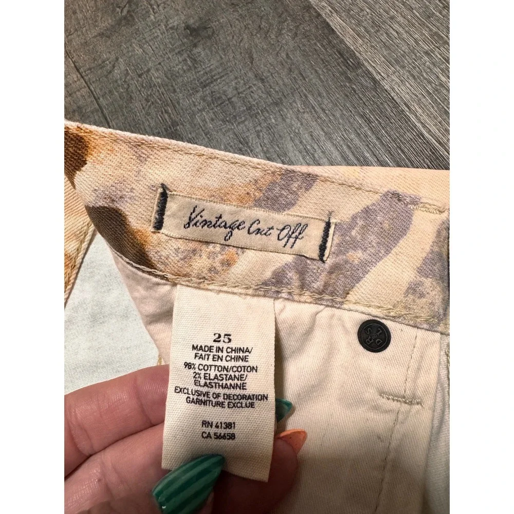 Denim‎ & Supply Ralph Lauren Vintage Cut Off Shorts Abstract Print Tan 25